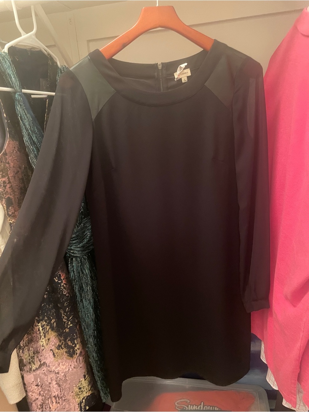 Daniel Cremieux Black Long-Sleeve Shift Dress